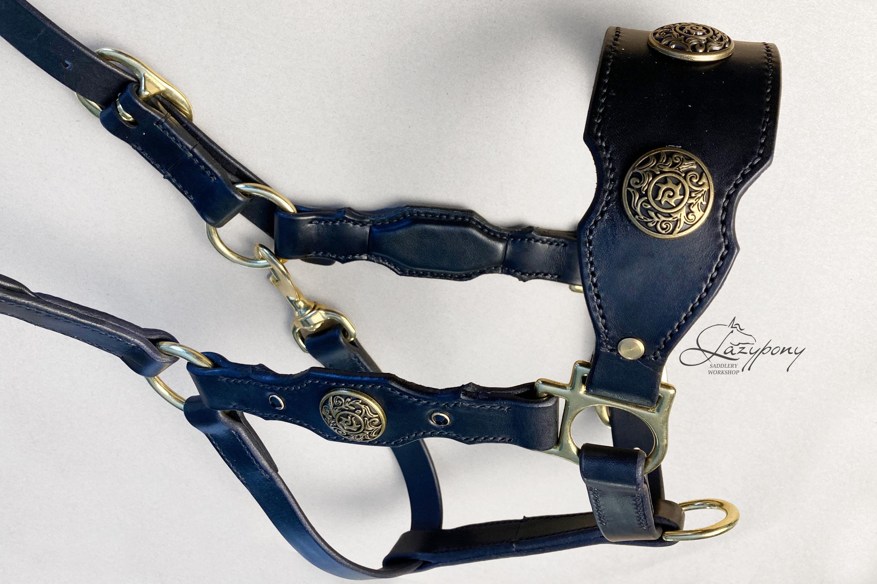 Licol de Sellier Cheval en Cuir Marron Fait Main