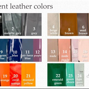 Patent leather list of colours for Made to measure leather horse halter