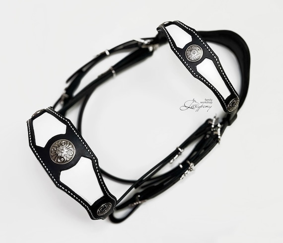 Bride Cheval Fantaisie Style Baroque - Cuir Vache Et Laiton - Taille Full
