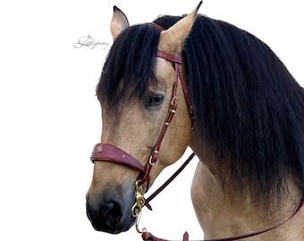 Baroque Horse Bridle Lazypony, Custom Leather Iberian Bridle with Wide Noseband