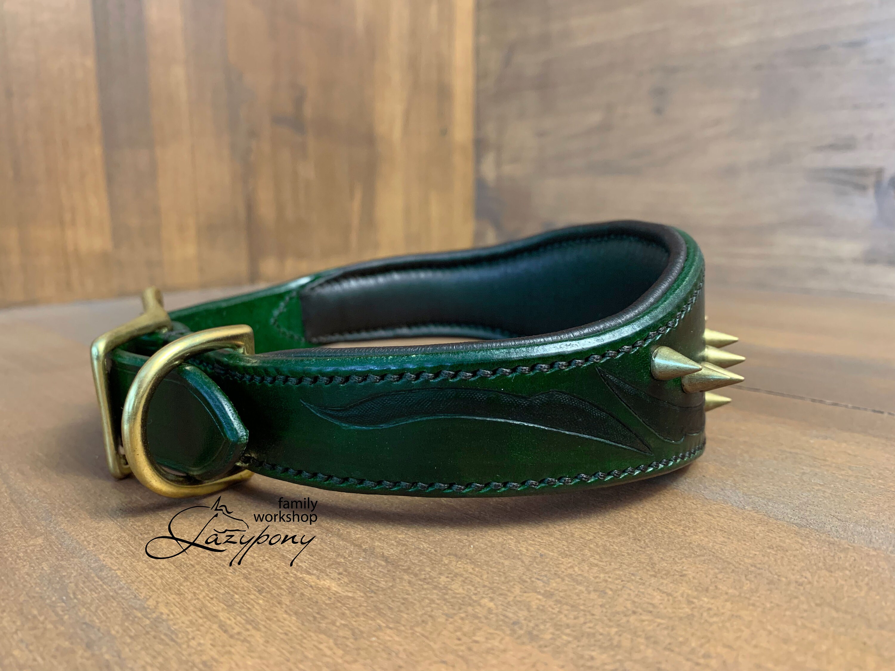 Spiked Studded Leather Dog Collar Wolf Lazypony Collar With Etsy