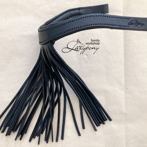 Handcrafted browband Vaquero Lazypony, handmade leather bridle browband, mosquero browband, fringe browband