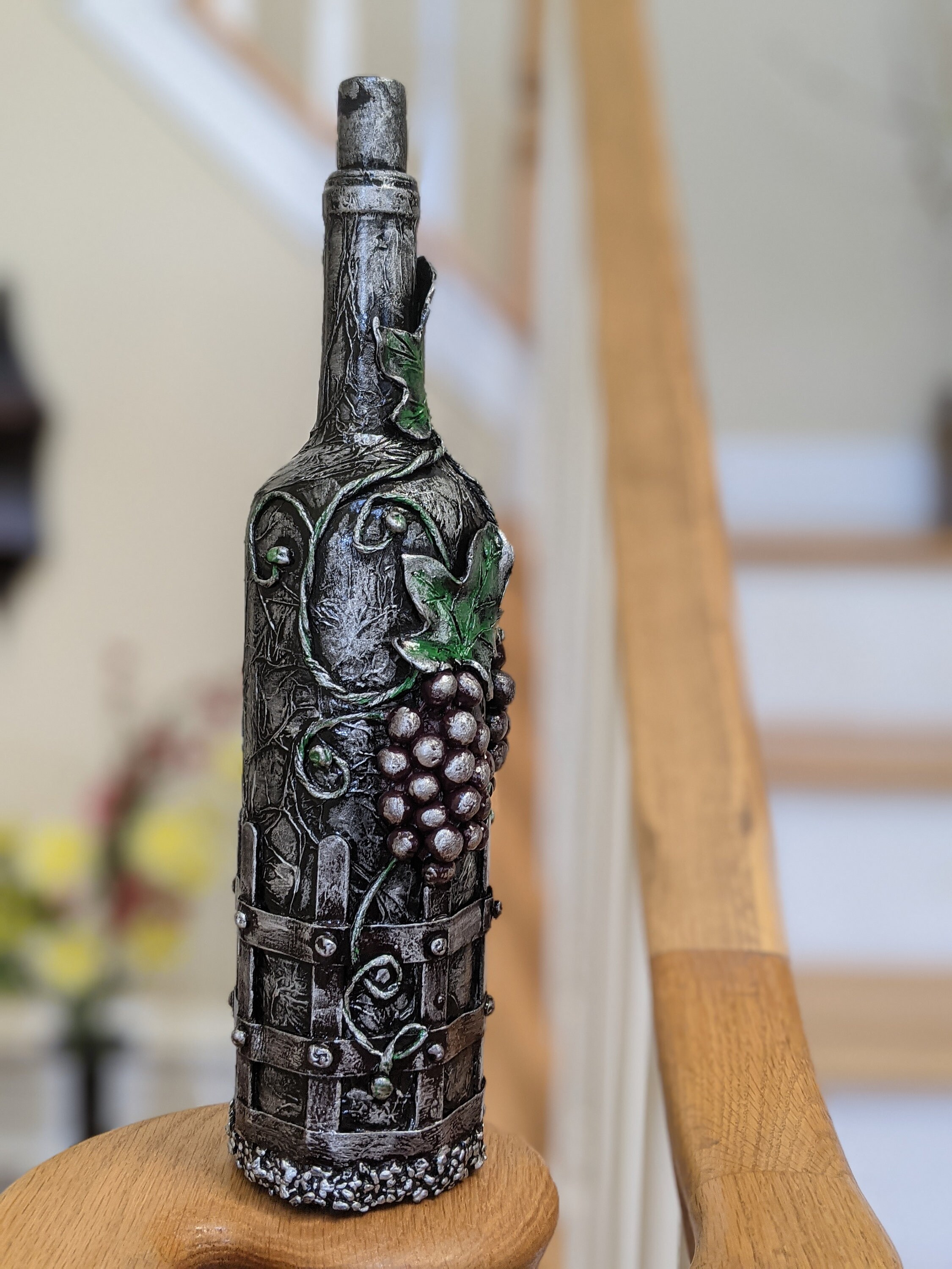 Wine bottle decorations Grape & Vine Etsy