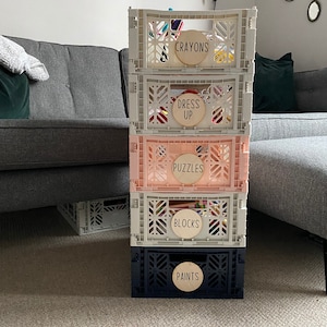 Toy Crate Labels- Aykasa crates, storage crates, personalised