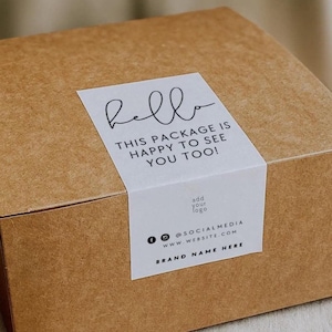 Box Label Template, Editable Packaging Labels, Order Packaging Stickers, Shipping Label, Custom Branded Packaging, Box Seal Label Stella