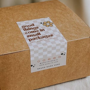 Retro Box Label Canva Template, Editable Packaging Label, Order Packaging Stickers, Shipping Label, Custom Packaging, Box Seal Label - Pixie