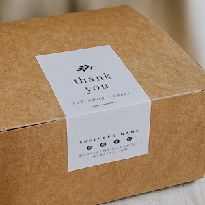 Box Label Template, Editable Packaging Labels, Order Packaging Stickers, Shipping Label, Custom Branded Packaging, Box Seal Label "Jamie"