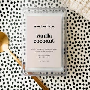 Modern Retro Wax Melt Label Template Canva, Editable Cute Simple Wax Tart Clamshell Label, Customizable PreDesigned Wax Label - Jace