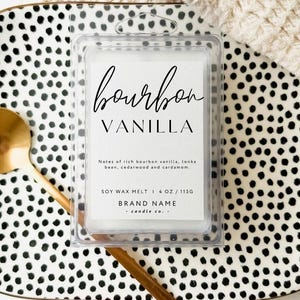 Modern Wax Melt Label Canva Template, Editable Wax Tart Clamshell Label Printable Snapbar Label - Emrys