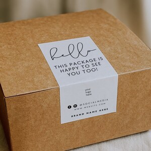 Happy Mail Editable Packaging Label Add Your Logo Labels - Etsy