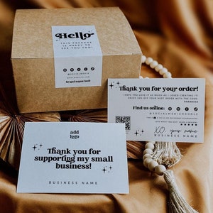 Box Label & Matching Thank You Card Canva Template Bundle, DIY Business Thank You, Editable Packaging Label Order Packaging Sticker - Dani