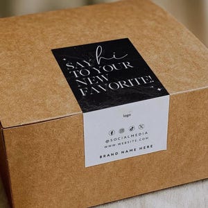 Black Luxe Box Label Canva Template, Editable Packaging Labels, Order Packaging Stickers, Shipping Label, Box Seal Branded Packaging - Dash