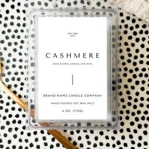 Minimal Wax Melt Label Canva Template, Editable Simple Wax Tart Clamshell Sticker Design - Tina