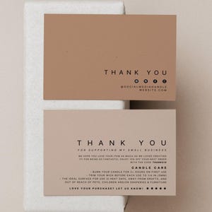 DIY Luxury Candle Care Card, Thank You Card Template, Minimal Care Instructions Template, Candle Business Branding Card, Canva - Bailey image 1