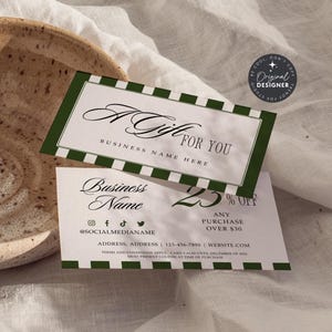 Old Money Coupon Card Canva Template, Printable Business Marketing Promo Business Card, Editable Vintage Discount Promotional Card - Lorna
