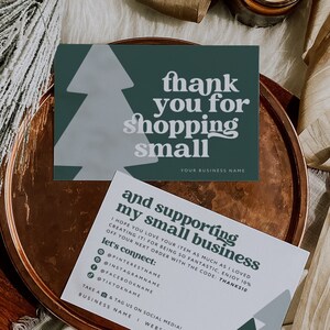 Boho Christmas Business Thank You Card Template, Retro Holiday Printable Thank You For Your Purchase, Small Business Package Insert Canva