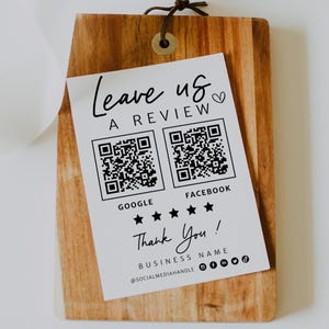 Ask For Review QR Code Sign Canva Template, Google Facebook Business Review Us Request - Willa