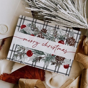 Rustic Plaid Christmas Business Thank You Card Canva Template, Farmhouse Holiday Printable Thanks For Your Purchase, Editable Package Insert