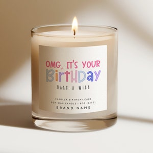 Happy Birthday Candle Label Template, Editable Candle Label Design, Customizable Candle Tin Label, Canva Template, DIY B-Day Candle Sticker