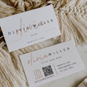 Business Card Template QR Code, Instant Download, Printable Business Card Template, DIY Calling Card, Editable Card, Canva Template - Willa