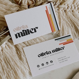 Retro Visitenkarte Vorlage, druckbares Visitenkartendesign, DIY Visitenkarte, Business Branding, bearbeitbares digitales CanvaTemplate - Piper