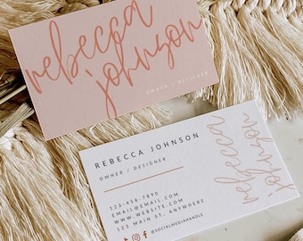 Modern Boho Business Card Canva Template, Blush Feminine Business Branding - Honey