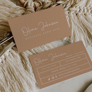 Boho Business Card Template, DIY Neutral Printable Business Card, Tan Small Business Card, Business Branding, Minimal Business Card, Blair