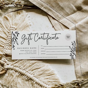 Boho Gift Certificate Template Canva, DIY Printable Gift Voucher, Editable Gift Card Spa or Salon Gift Certificate, A Gift For You Printable