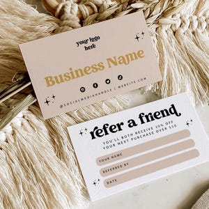 Refer A Friend Business Card Template, Printable Referral Discount Card, Canva Template, Client Referral Card, Editable Rewards Card - Dani