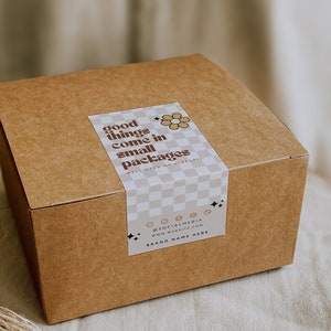 Retro Box Label Canva Template, Editable Packaging Label, Order Packaging Stickers, Shipping Label, Custom Packaging, Box Seal Label - Pixie