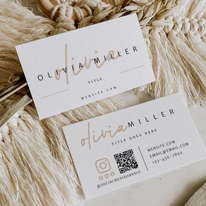 Visitenkarte Vorlage QR-Code, sofortiger Download, druckbare Visitenkarte Vorlage, DIY Visitenkarte, bearbeitbare Karte, Canva Vorlage - Willa