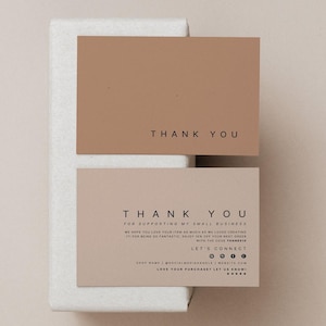Luxury Thank You Card Canva Template, Neutral Package Insert Card - Bailey