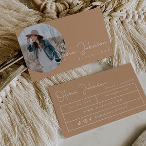 Photo Business Card Template Canva, Instant Download, Printable Business Card Template, DIY Calling Card, Scan Me, Boho Business Card- Blair