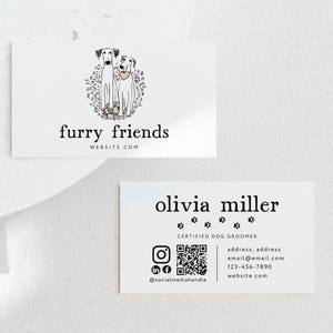 Dog Business Card Template QR Code Canva Pet Walking Printable Business Card Pet Sitting Business Card Pet Boarding Animal Business - Archer