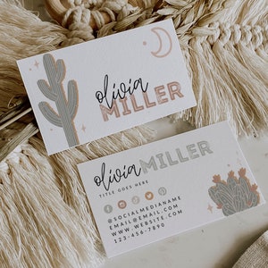Desert Business Card Template INSTANT DOWNLOAD Printable Business Card, Cactus Business Branding, Western Business Card - Rhodes