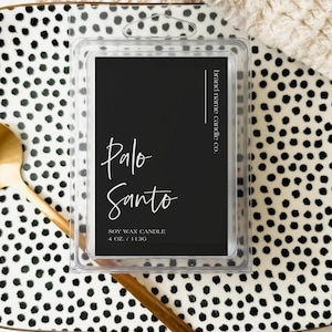 Minimal Black Wax Melt Label Canva Template, Editable Simple Wax Tart Label, Customizable PreDesigned Wax Bar Label Template - Ashe