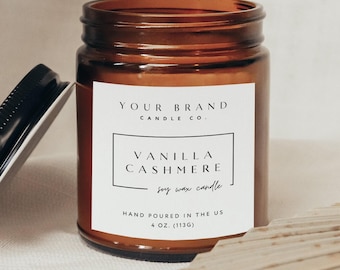 Plantilla moderna para etiquetas de velas en Canva, diseño editable para etiquetas de frascos de velas.