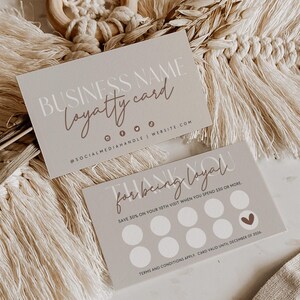 Loyalty Card Canva Template, INSTANT DOWNLOAD, Modern Boho Customer Coupon Punch Card, Editable Rewards Card Design, Discount Card - Nora