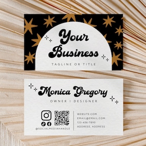 Retro Western Business Card Canva Template, Printable Business Card Design QR Code Business Card Bold Southwest Trendy Hat Bar Branding DC35