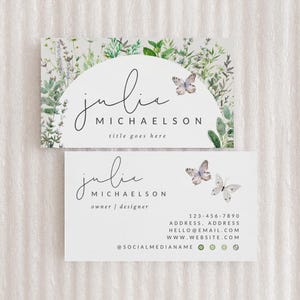 Boho Botanical Business Card Canva Template, DIY Printable Feminine Business Card, Editable Business Card, Herbalist Branding - Stella