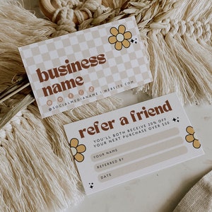 Refer A Friend Business Card Template, Printable Referral Discount Card, Canva Template, Client Referral Card, Editable Rewards Card - Pixie