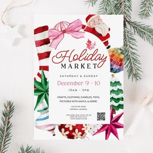 EDITABLE Christmas Event Flyer Canva Template, Holiday Weekend Market Flyer, Pop Up Flyer QR Code, Christmas Boutique Flyer, Maker Market