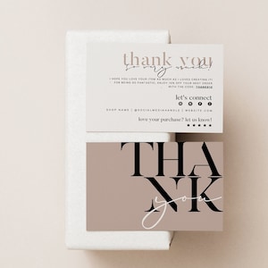 Modern Business Thank You Card Template, Neutral Printable Thanks For Your Purchase, Small Business Editable Package Insert Card, Wells