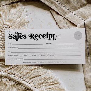 Printable Sales Receipt Template for Small Business Canva, Retro Editable Order Receipt, DIY Invoice Receipt Template - Dani