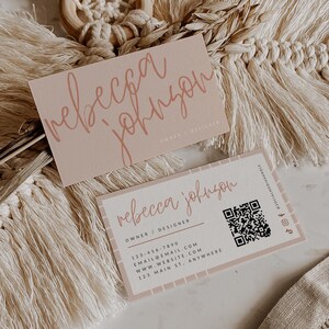 Boho Business Card Canva Template, DIY Printable Business Card, QR Code Business Card, Business Branding, Neutral Business Card - Honey
