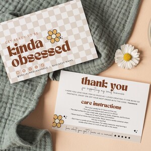 Retro Candle Care Card Canva Template, Groovy Checkered Thank You - Pixie