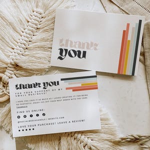 Plantilla de Canva para tarjeta de agradecimiento retro, tarjeta de presentación editable e imprimible - Piper