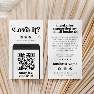 Retro Snap and Share Card Canva Template, Social Media Card Template, DIY Business Thank You Card 2x3.5" Like & Connect Business Card - Dani