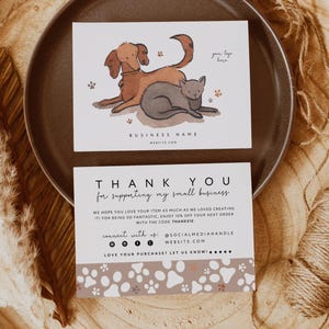 Editable Dog & Cat Business Thank You Card Canva Template, Printable Pet Care or Dog Walker/Sitter Thank You