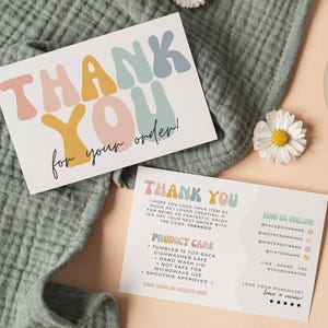 Rainbow Tumbler Care Instructions Card, Editable Cup Care Card, Washing Instruction Card, Printable Cup Care Instruction Canva Template -Amy